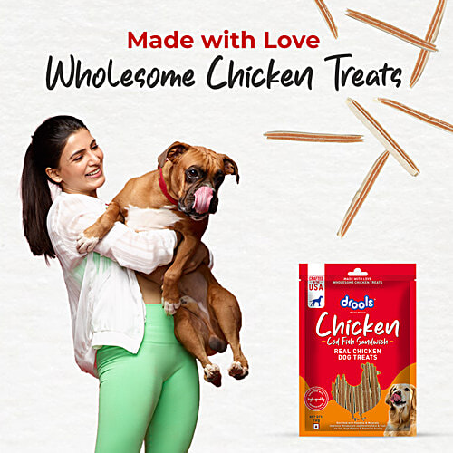 Drools Cod Fish Sandwich Real Chicken Dog Treats, 70 g Enriched with Vitamins & Minerals, Improves Metabolism and Healthy Skin & Coat, Low Fat, High Protein