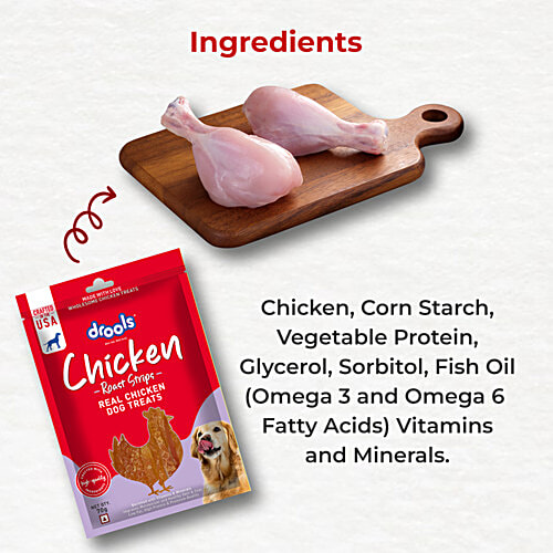 Drools Roast Strips Real Chicken Dog Treats, 70 g Enriched with Vitamins & Minerals, Improves Metabolism and Healthy Skin & Coat, Low Fat, High Protein