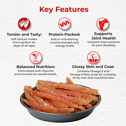 Drools Roast Strips Real Chicken Dog Treats, 70 g Enriched with Vitamins & Minerals, Improves Metabolism and Healthy Skin & Coat, Low Fat, High Protein