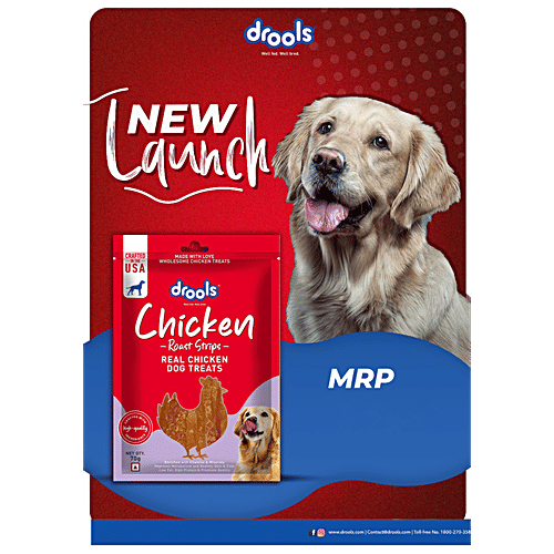 Drools Roast Strips Real Chicken Dog Treats, 70 g Enriched with Vitamins & Minerals, Improves Metabolism and Healthy Skin & Coat, Low Fat, High Protein