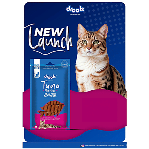 Drools Tuna Mini Stick Real Fish Cat Treats, 35 g Enriched with Vitamins & Minerals, Improves Metabolism and Healthy Skin & Coat, Low Fat, High Protein