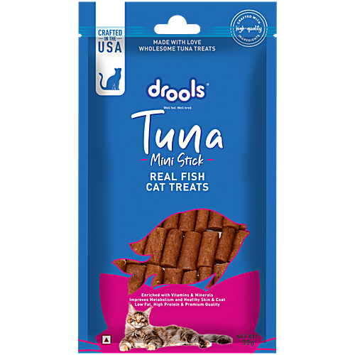 Drools Tuna Mini Stick Real Fish Cat Treats, 35 g Enriched with Vitamins & Minerals, Improves Metabolism and Healthy Skin & Coat, Low Fat, High Protein