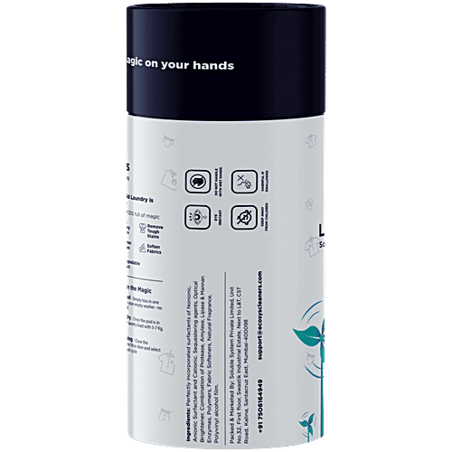 Ecosys Laundry Pods Soluble Detergent Capsules - For Front Load & Top Load, 420 g (20 pcs x 21 g each) With Bio-Enzymes, Stain Remover, Softener, Long-Lasting Aroma