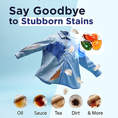 Ecosys Laundry Pods Soluble Detergent Capsules - For Front Load & Top Load, 420 g (20 pcs x 21 g each) With Bio-Enzymes, Stain Remover, Softener, Long-Lasting Aroma