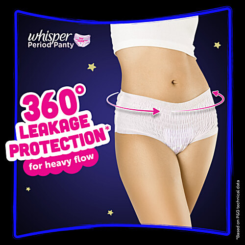 Whisper Super Absorbent Period Panty, L-XL, 12 pcs  Disposable, Fragrance Free, Absorbs Heavy Gushes