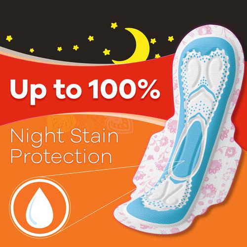 Whisper Choice Night Sanitary Pads - XXL, Up To 100% Stain Protection, 40 pcs XXL - 31.7 cm