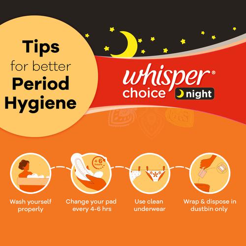 Whisper Choice Night Sanitary Pads - XXL, Up To 100% Stain Protection, 40 pcs XXL - 31.7 cm