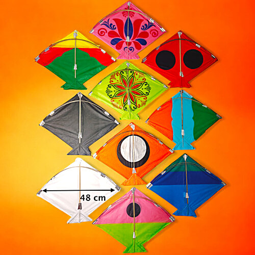 House of Festivals Paper Kites - Assorted, Multicolour, 48 x 48 cm, 10 pcs (Buy 8 Get 2 Free) 