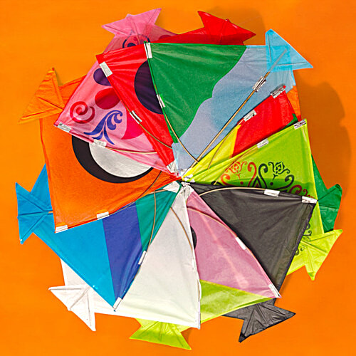 House of Festivals Paper Kites - Assorted, Multicolour, 48 x 48 cm, 10 pcs (Buy 8 Get 2 Free) 