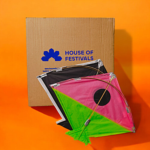 House of Festivals Paper Kites - Assorted, Multicolour, 48 x 48 cm, 10 pcs (Buy 8 Get 2 Free) 