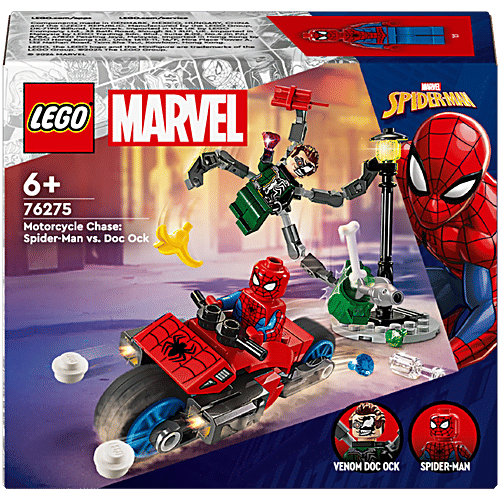 LEGO Marvel Motorcycle Chase Spider-Man vs. Doc Ock - 76275, 77 Pieces, Pack of 1  