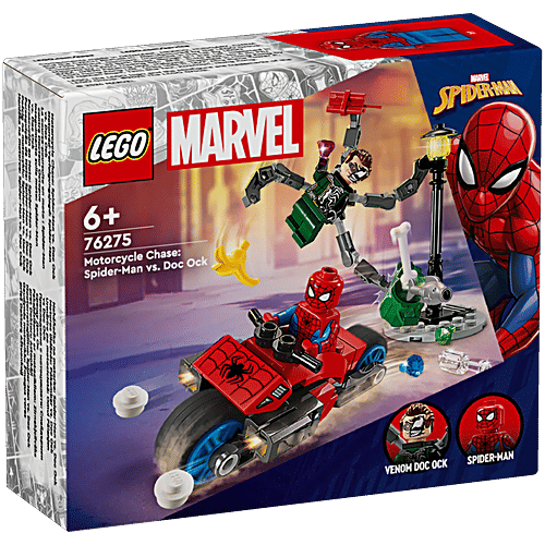 LEGO Marvel Motorcycle Chase Spider-Man vs. Doc Ock - 76275, 77 Pieces, Pack of 1  