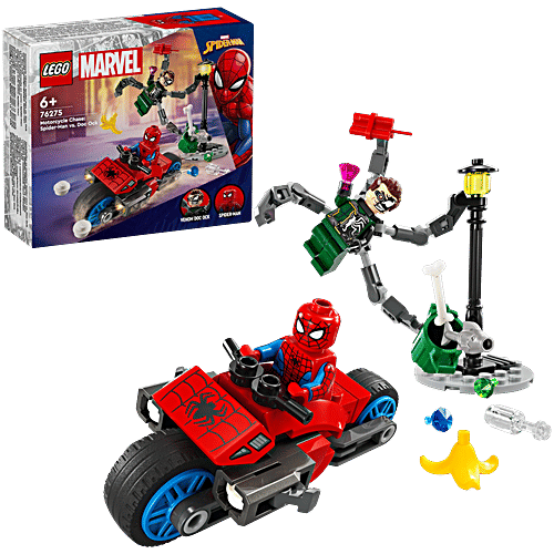 LEGO Marvel Motorcycle Chase Spider-Man vs. Doc Ock - 76275, 77 Pieces, Pack of 1  
