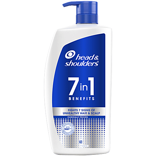 Head & Shoulders 7 In 1 Anti-Dandruff Shampoo, 1 L  Fights Unhealthy Hair & Scalp, Up To 100% Dandruff Protection, Reduces Dryness, Soft & Smooth Hair, Deep Cleanse