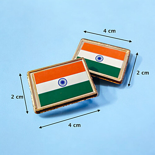 House of Festivals Rectangle Shaped Tiranga Pin Badges, 2 pcs  