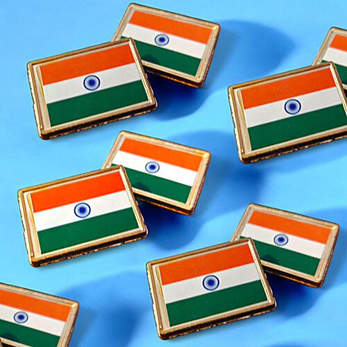 House of Festivals Rectangle Shaped Tiranga Pin Badges, 2 pcs  