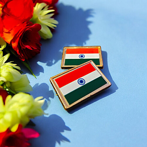 House of Festivals Rectangle Shaped Tiranga Pin Badges, 2 pcs  