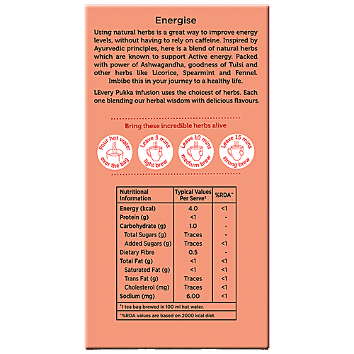 Pukka Ashwagandha & Tulsi Herbal Infusions For Active Energy, 25 g (25 Bags x 1 g each) Naturally Caffeine Free