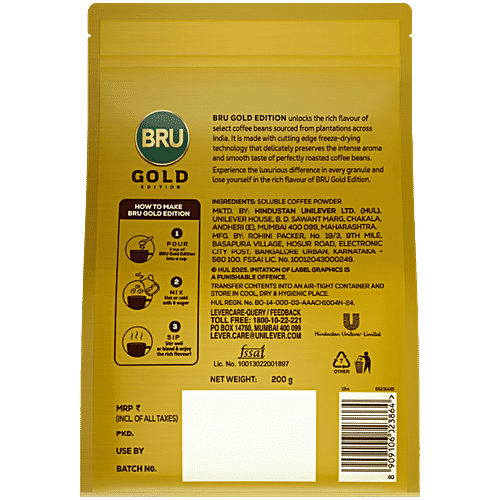 BRU Gold Edition Freeze Dried Coffee, 200 g