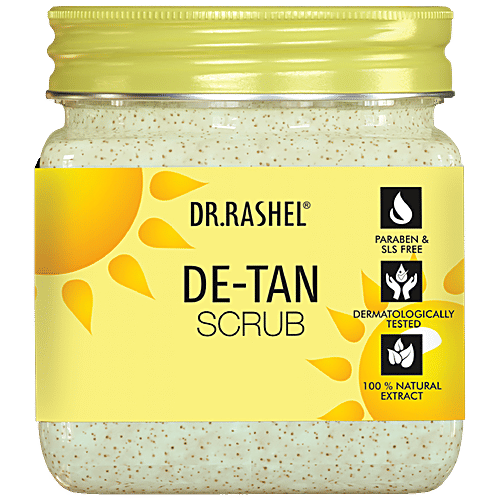 Dr.Rashel De-Tan Scrub For Face & Body - Natural Extract, 380 ml Paraben & Sulphate Free, Dermatologically Tested,