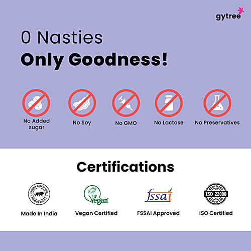 Gytree Total Strength Support Protein Powder - Chocolate, 500 g Pouch Dual Plant Based Protein, For Immunity & Metabolism, No Added sugar, No Gluten, Lactose Free