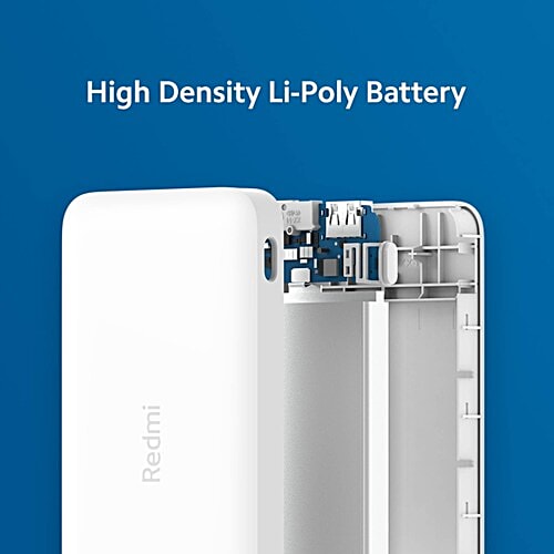 Xiaomi Redmi 10000 mAh 10W Fast Charging Power Bank (1 Micro USB Type B, 1 Type C & 2 Type A Ports, Two Way Fast Charging, White), 1 Unit  