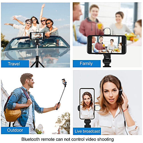 Captures Magiic 24 Capture Magiic 24 70cm Adjustable Bluetooth Selfie Stick For Mobile With Remote (360 Degree Rotatable, Black), 1 Unit