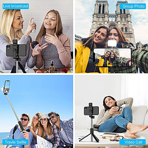 Captures Magiic 24 Capture Magiic 24 70cm Adjustable Bluetooth Selfie Stick For Mobile With Remote (360 Degree Rotatable, Black), 1 Unit