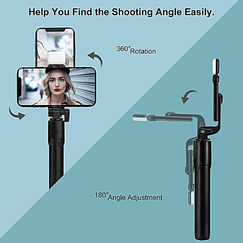 Captures Magiic 24 Capture Magiic 24 70cm Adjustable Bluetooth Selfie Stick For Mobile With Remote (360 Degree Rotatable, Black), 1 Unit