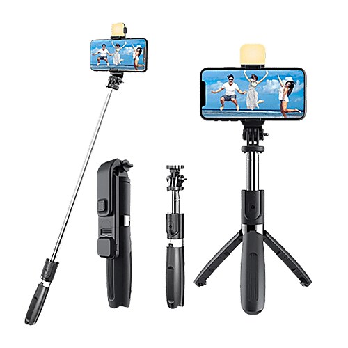 Captures Magiic 24 Capture Magiic 24 70cm Adjustable Bluetooth Selfie Stick For Mobile With Remote (360 Degree Rotatable, Black), 1 Unit