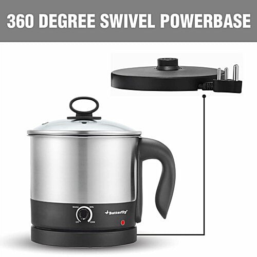 Butterfly Butterfly TRIWAK0048 600 Watt 1.2 Litre Multi Cook Electric Kettle with Rapid Boil Technology (Silver), 1 Unit  