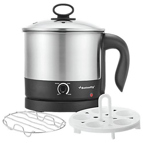 Butterfly Butterfly TRIWAK0048 600 Watt 1.2 Litre Multi Cook Electric Kettle with Rapid Boil Technology (Silver), 1 Unit  