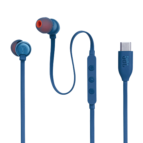JBL JBL T310C Wired Earphone with Mic (USB Type-C Connector, In Ear, Blue), 1 Unit  