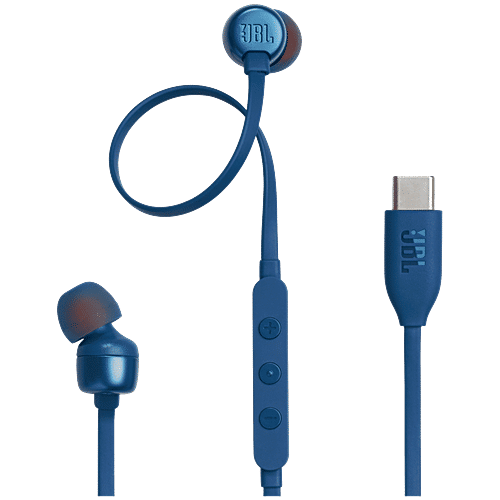 JBL JBL T310C Wired Earphone with Mic (USB Type-C Connector, In Ear, Blue), 1 Unit  