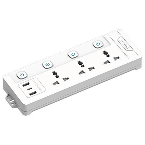 Croma Croma 6 Amps 3 Sockets Surge Protector with Individual Switch (2 Meters, Child Safety Shutters, CRSP3WYSPA266201, White), 1 Unit  