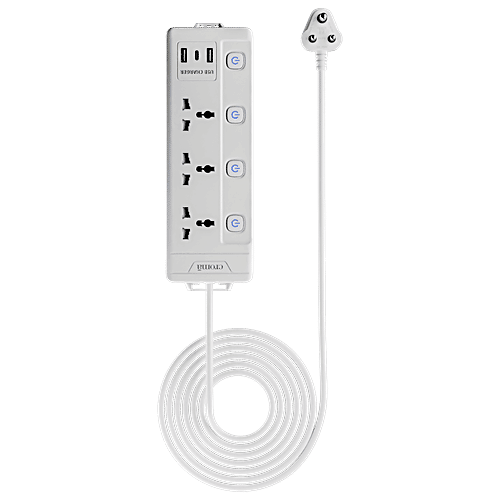 Croma Croma 6 Amps 3 Sockets Surge Protector with Individual Switch (2 Meters, Child Safety Shutters, CRSP3WYSPA266201, White), 1 Unit  