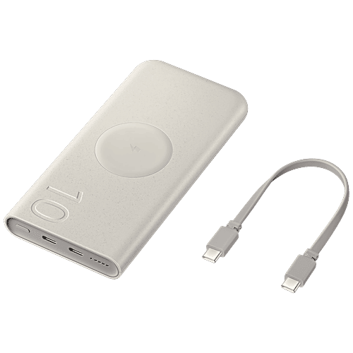 Samsung SAMSUNG 10000 mAh 25W Fast Charging Power Bank (2 Type C Ports, Wireless Charging, Beige), 1 Unit  