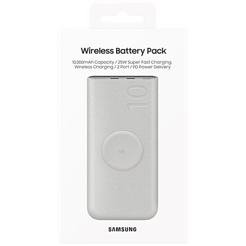 Samsung SAMSUNG 10000 mAh 25W Fast Charging Power Bank (2 Type C Ports, Wireless Charging, Beige), 1 Unit  