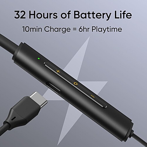 Realme realme Buds Wireless 3 Neo Neckband with Environmental Noise Cancellation (IP55 Water Resistant, 32 Hours Playtime, Black), 1 Unit