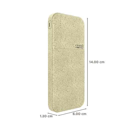 Croma Croma 10000 mAh 22.5W Fast Charging Power Bank (2 Type A & 1 Type C Ports, Recycled Plastic Casing, Short Circuit Protection, Brown), 1 Unit  