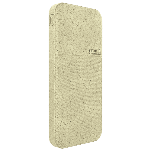 Croma Croma 10000 mAh 22.5W Fast Charging Power Bank (2 Type A & 1 Type C Ports, Recycled Plastic Casing, Short Circuit Protection, Brown), 1 Unit  