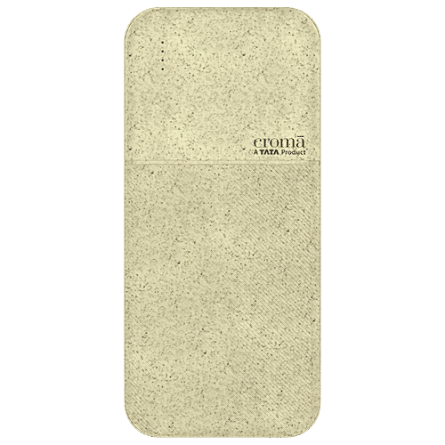 Croma Croma 10000 mAh 22.5W Fast Charging Power Bank (2 Type A & 1 Type C Ports, Recycled Plastic Casing, Short Circuit Protection, Brown), 1 Unit  