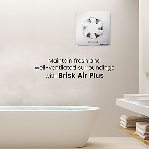 Crompton Brisk Air Plus 6 Inch 150 mm Exhaust Fan (Auto Dust Protection Shutters, White), 1 Unit  