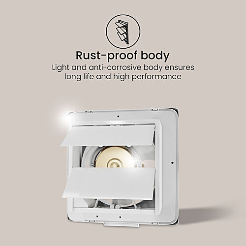 Crompton Brisk Air Plus 6 Inch 150 mm Exhaust Fan (Auto Dust Protection Shutters, White), 1 Unit  