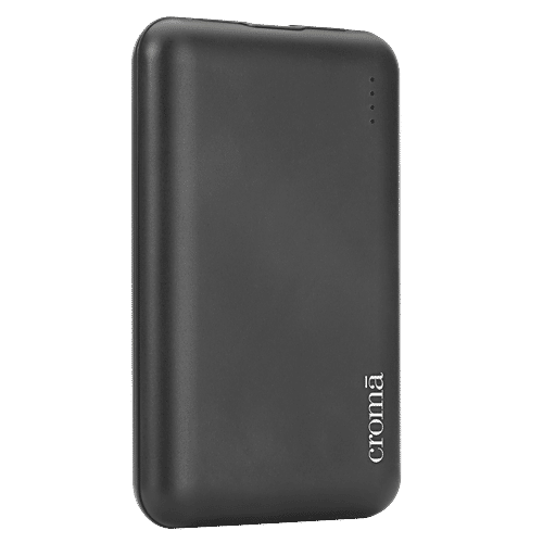 Croma 10000 mAh 22.5W Fast Charging Power Bank (1 Type A & 1 Type C Ports, Black), 1 Unit  