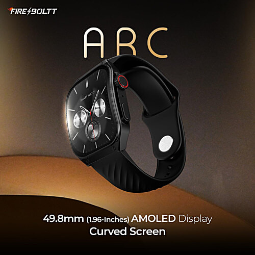 Fire-Boltt India ARC Smartwatch With Bluetooth Calling (49.8 mm AMOLED Display, IP65 Water Resistant, Black Strap), 1 Unit