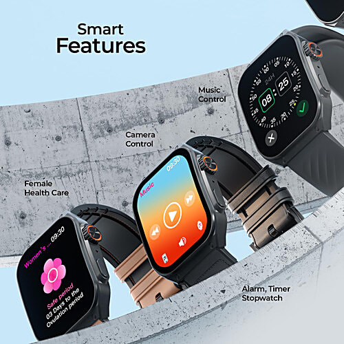 Fire-Boltt India ARC Smartwatch With Bluetooth Calling (49.8 mm AMOLED Display, IP65 Water Resistant, Black Strap), 1 Unit