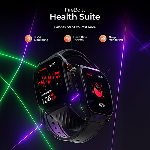 Fire-Boltt India ARC Smartwatch With Bluetooth Calling (49.8 mm AMOLED Display, IP65 Water Resistant, Black Strap), 1 Unit
