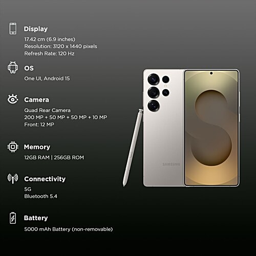 Samsung SAMSUNG Galaxy S25 Ultra 5G (12GB RAM, 256GB, Titanium Gray), 1 Unit  