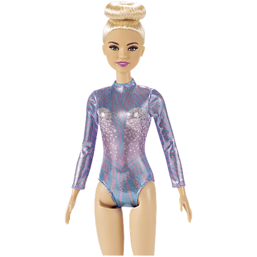 Barbie  Rhythmic Gymnast Blonde Doll - With Colourful Metallic Leotard, 2 Clubs & Ribbon Accessory, 1 Set  Great Gift for Ages 3 Years Old & Up